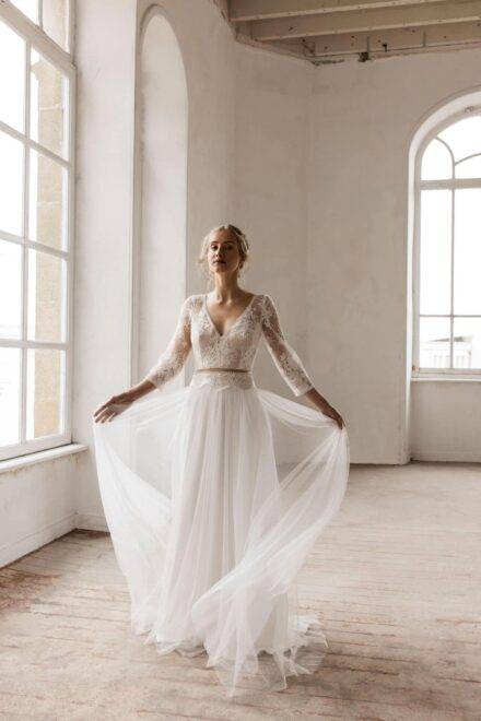 Robe de mariée bohème Lambert création